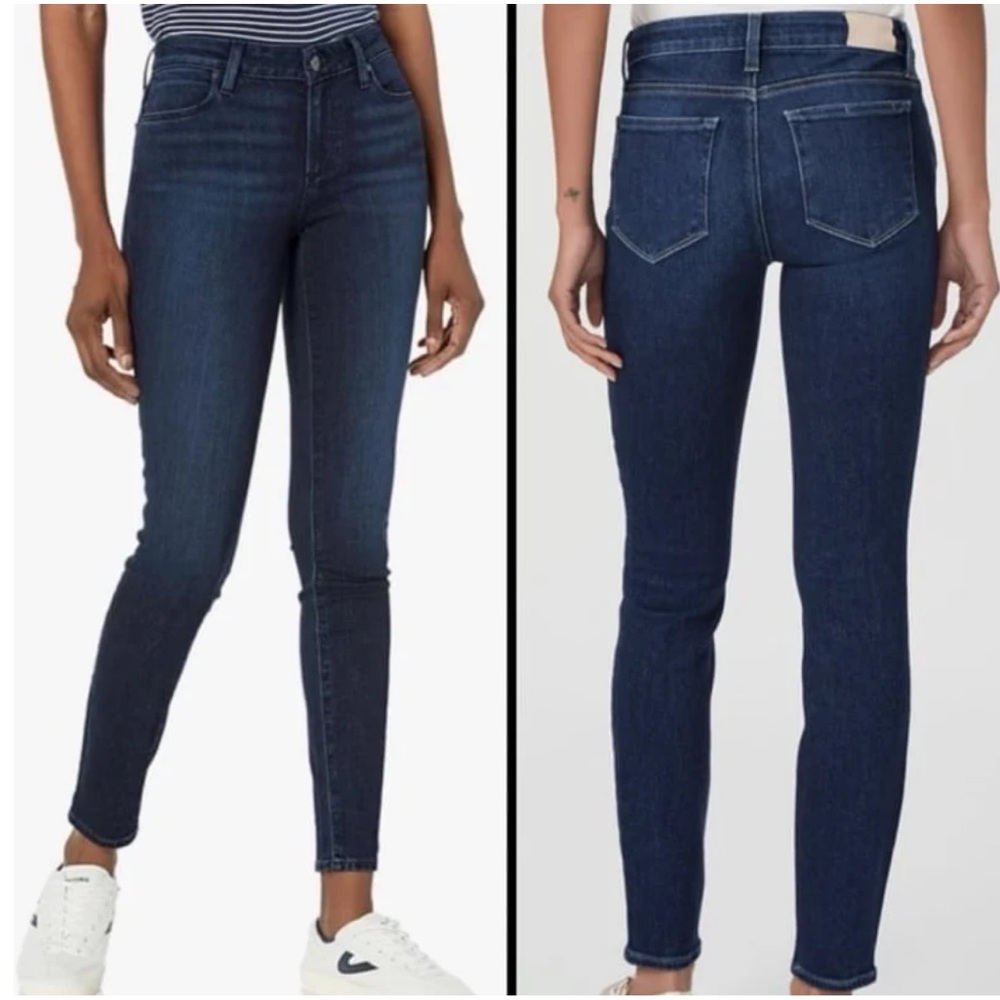 NWT Paige Verdugo Mid Rise Ultra Skinny Jeans Dark Indigo Wash - Picture 3 of 4